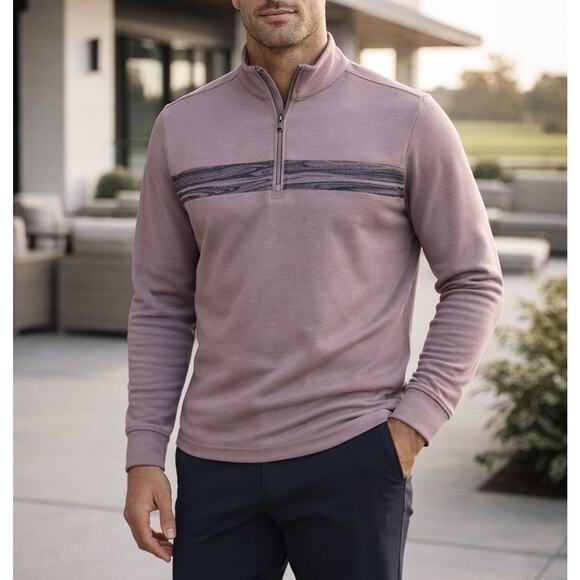 Travis Mathew Other - Travis Mathew Mens S Swell Season 1/4 Zip Golf Pullover Heather Mauve ECO NWT